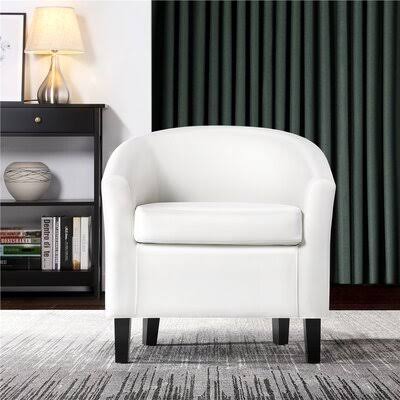 White Fabric Barrel Chair N163585