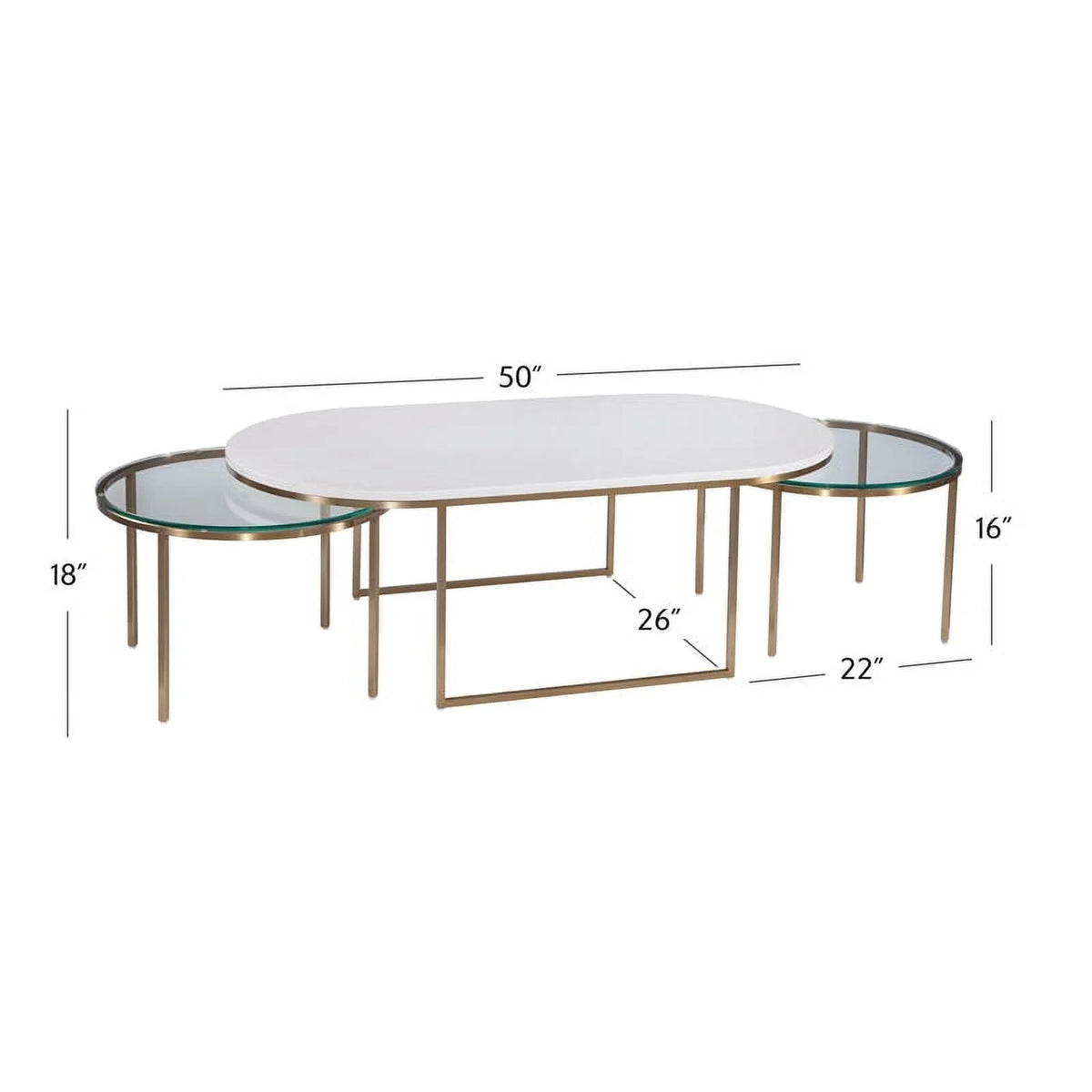 Gold Metal and White Terrazzo Nesting Cocktail Table Y7923