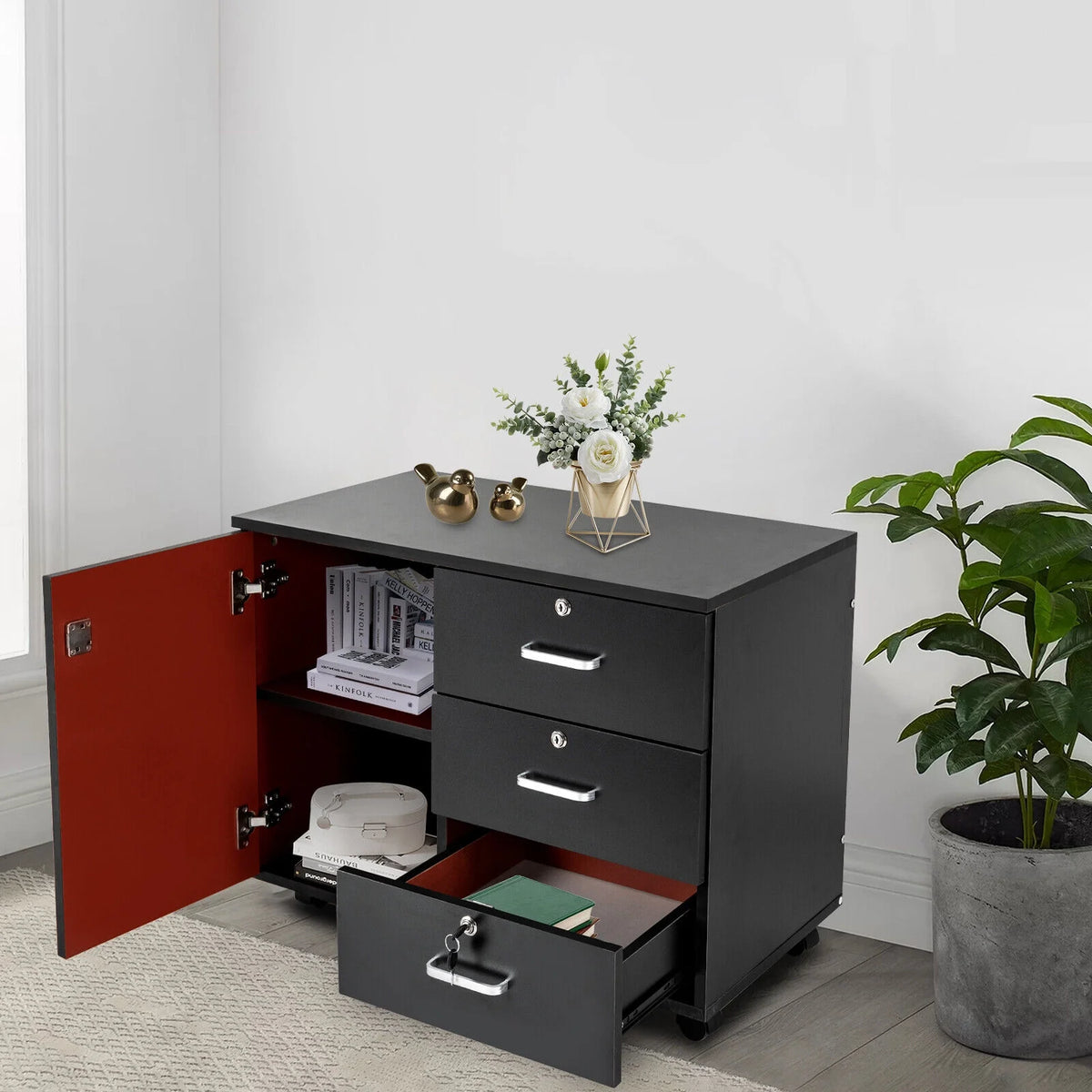 Mobile File Cabinet 3 Drawers with Wheels G673