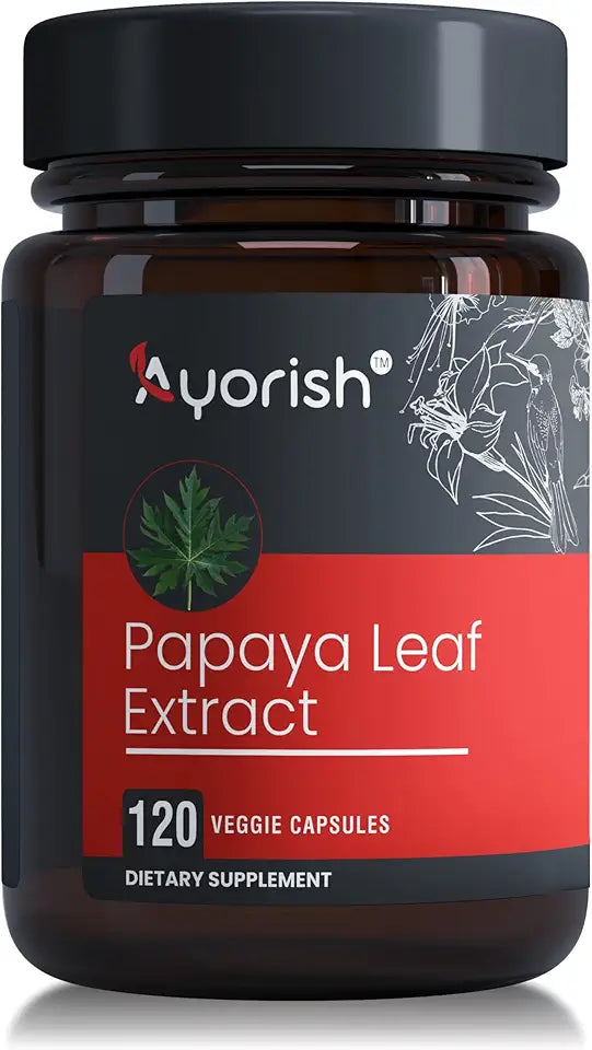 Papaya Leaf Extract Digestive Enzymes 10X Strength 120 Capsules T6515