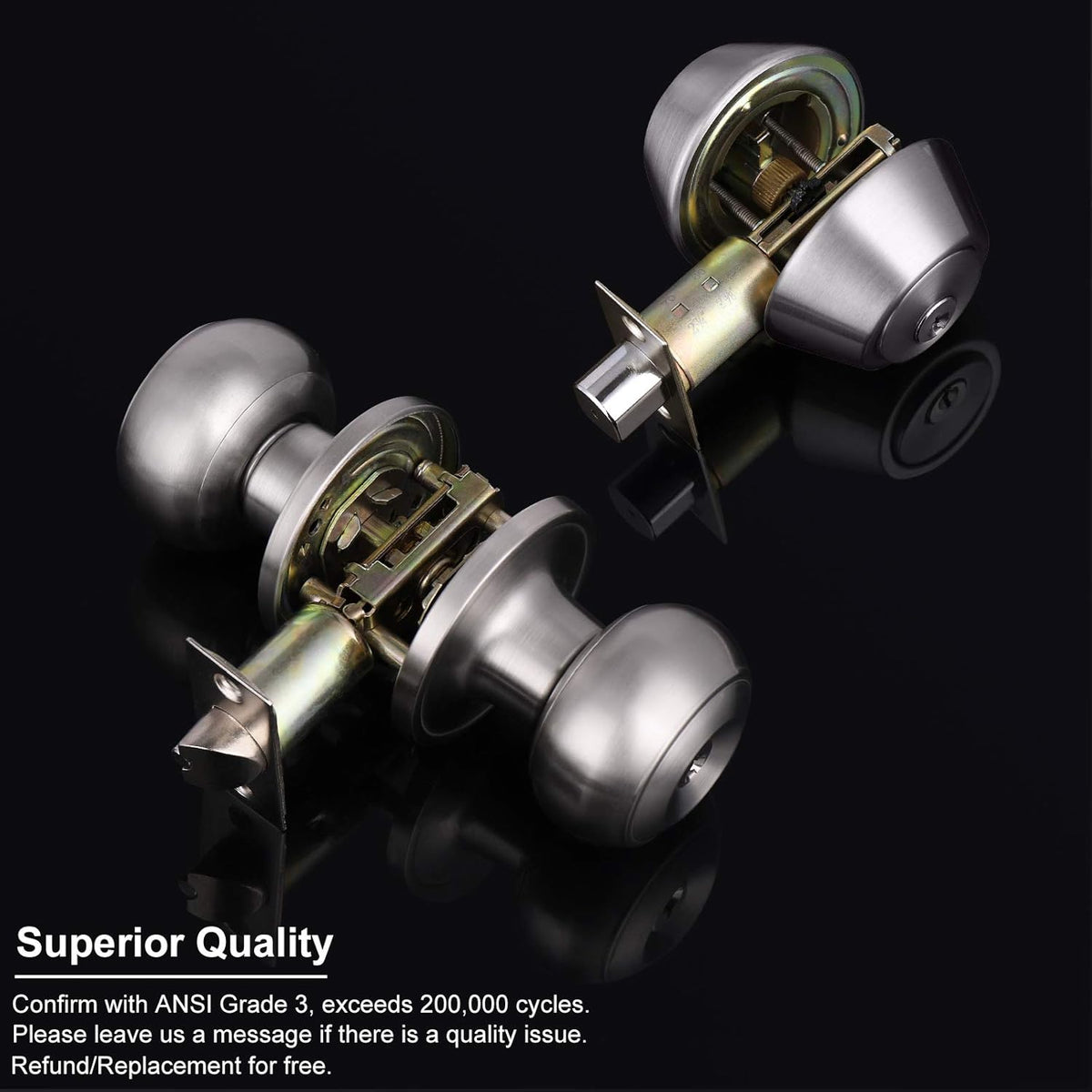 10 Sets Keyed Alike Door Handleset with Deadbolt, Satin Nickel Entry Door Knob with Double Cylinder Deadbolt J28886