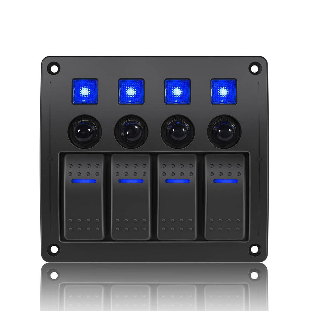 8 Gang Marine Boat Rocker Switch Panel Waterproof Overload Protector, 12-24V Pre-Wired LED Indicator, Pack of 2 F296776