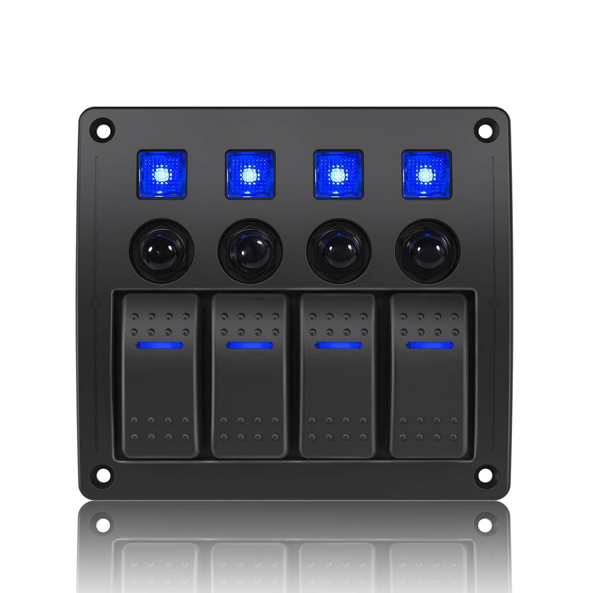 8 Gang Marine Boat Rocker Switch Panel Waterproof Overload Protector, 12-24V Pre-Wired LED Indicator, Pack of 2 F296776