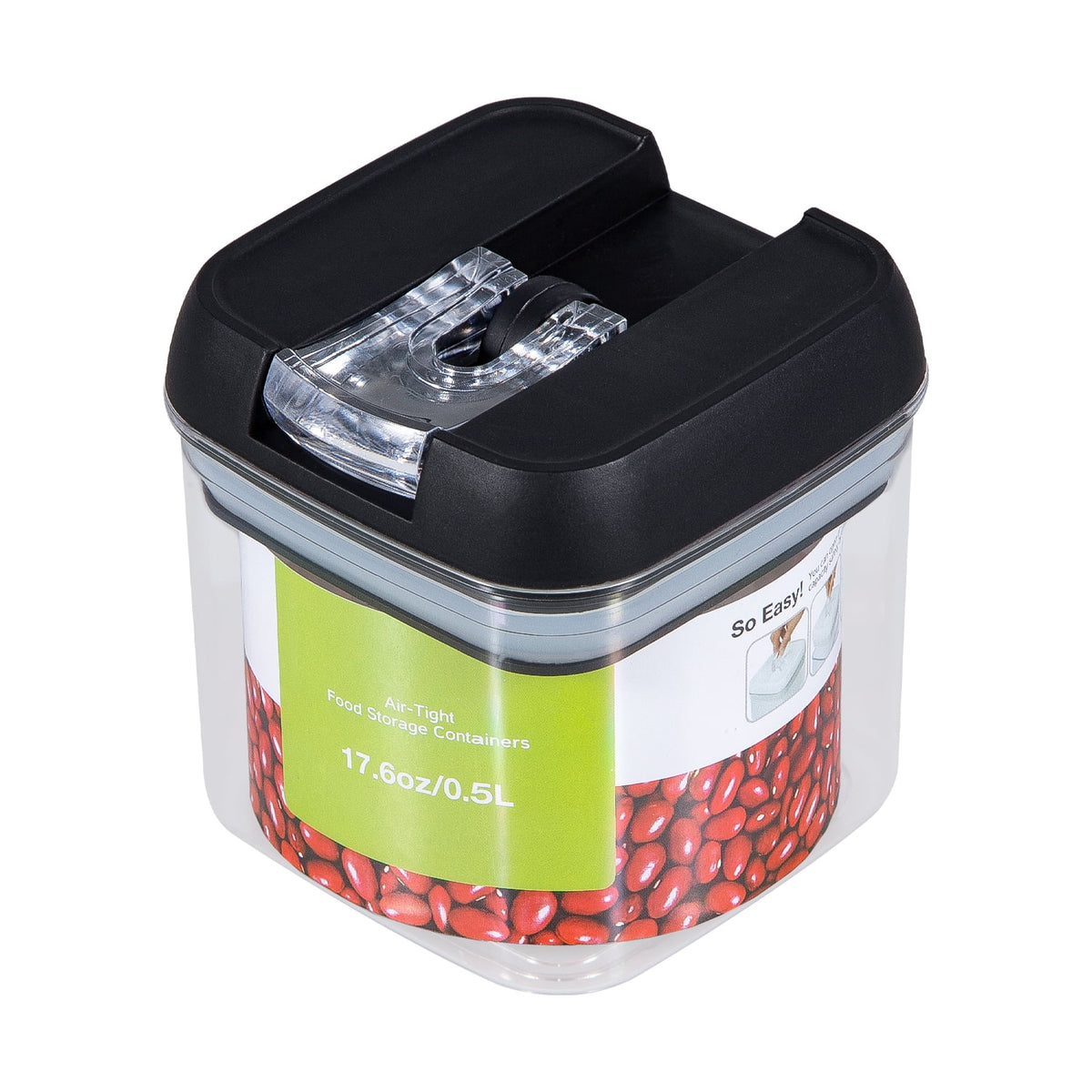 9 Pc Clear Plastic Airtight Food Container Set with Black Lid V27810