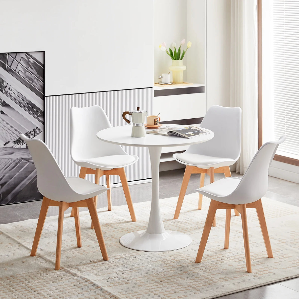 Round White Dining Table for 4 I5535