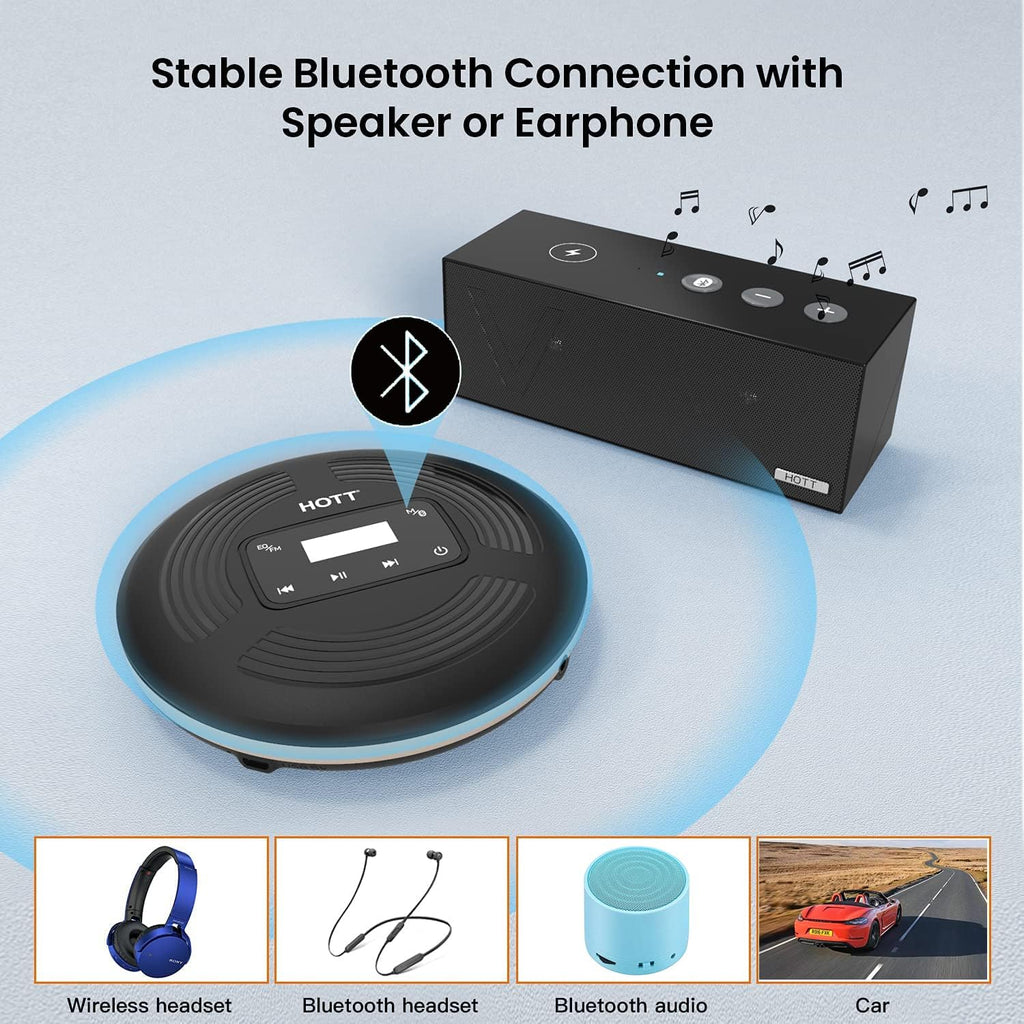 Portable CD Player with Bluetooth 5.0 and FM Transmitter C96884