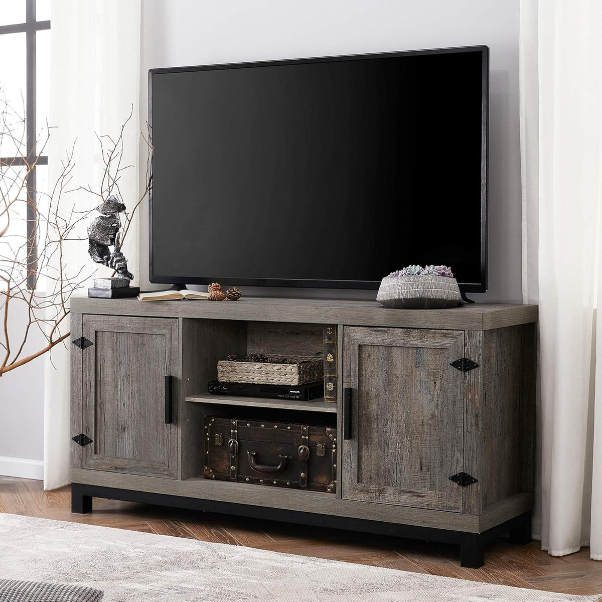 60 Inch Wood TV Stand with 6 Storages D956475