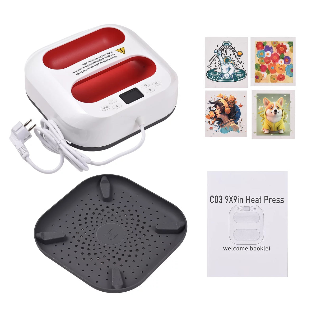 Handheld Heat Press Machine 9''x9'' Adjustable Temperature and Timer G201