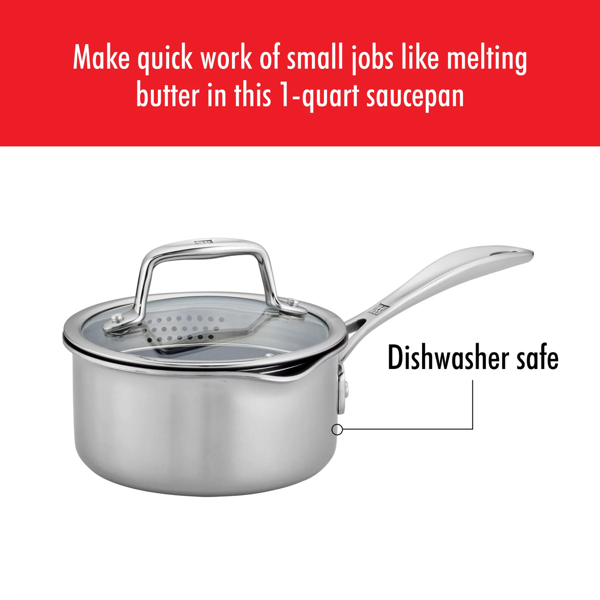 1-qt Stainless Steel Ceramic Nonstick Saucepan C8349
