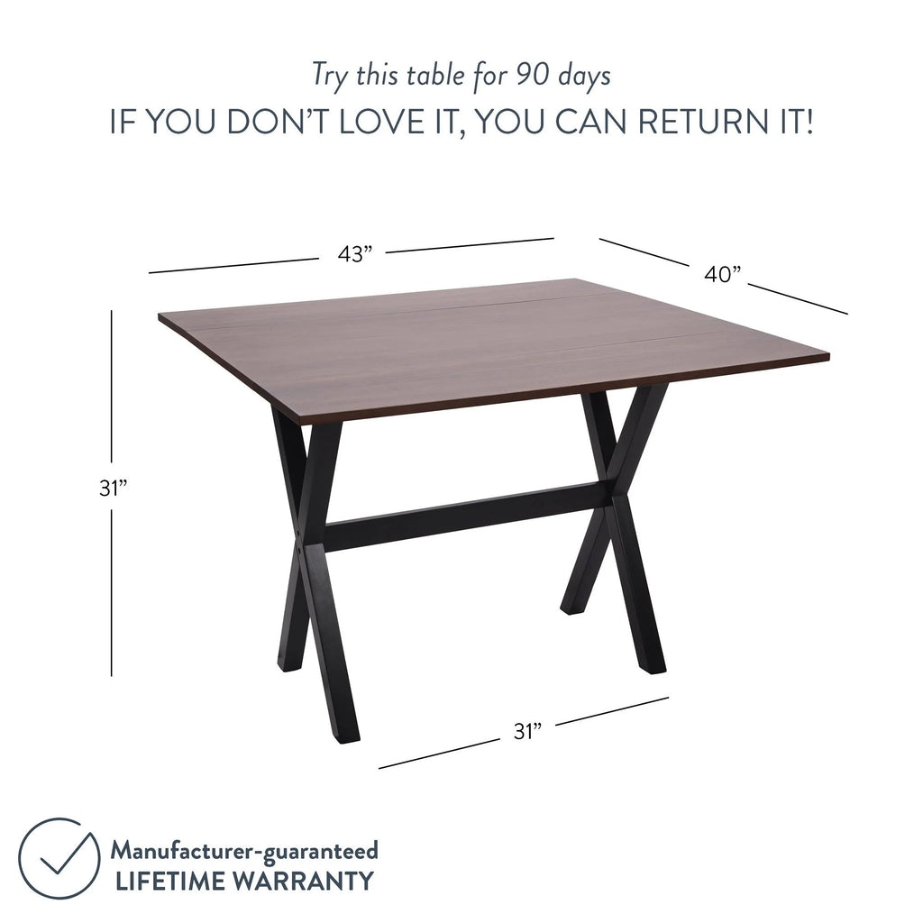 Solid Wood Drop Leaf Folding Desk Brown U52789