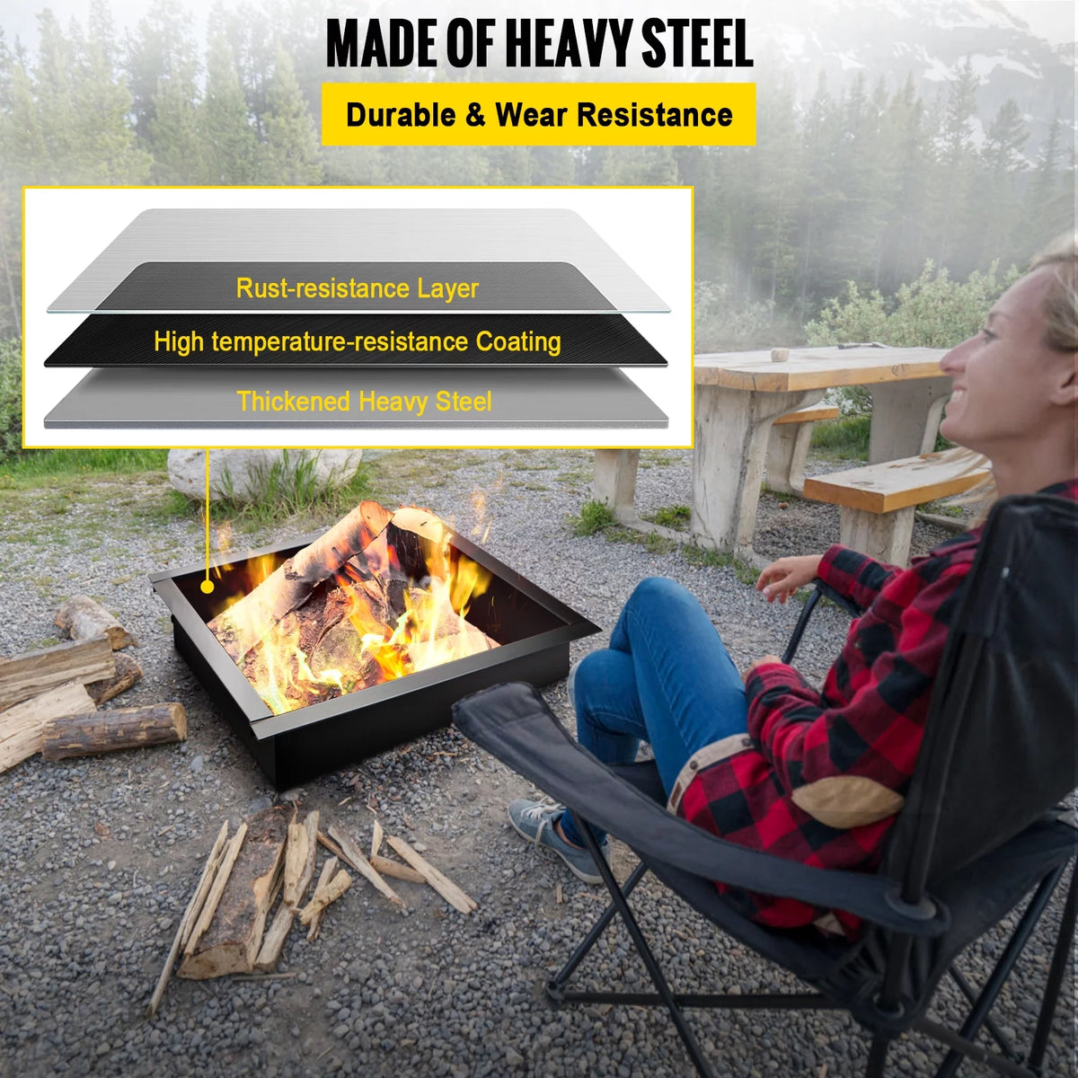 30" Square Heavy Duty Steel Fire Pit Ring X211471