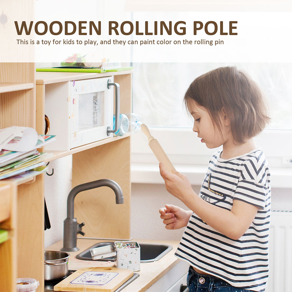 6 Pcs Wooden Rolling Pin Toy Playset D369