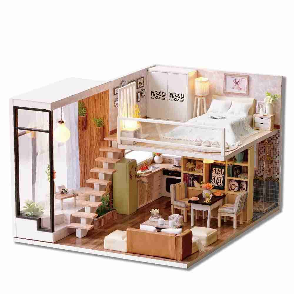Wooden DIY Dollhouse Kit with Furniture, 1:24 Scale M575
