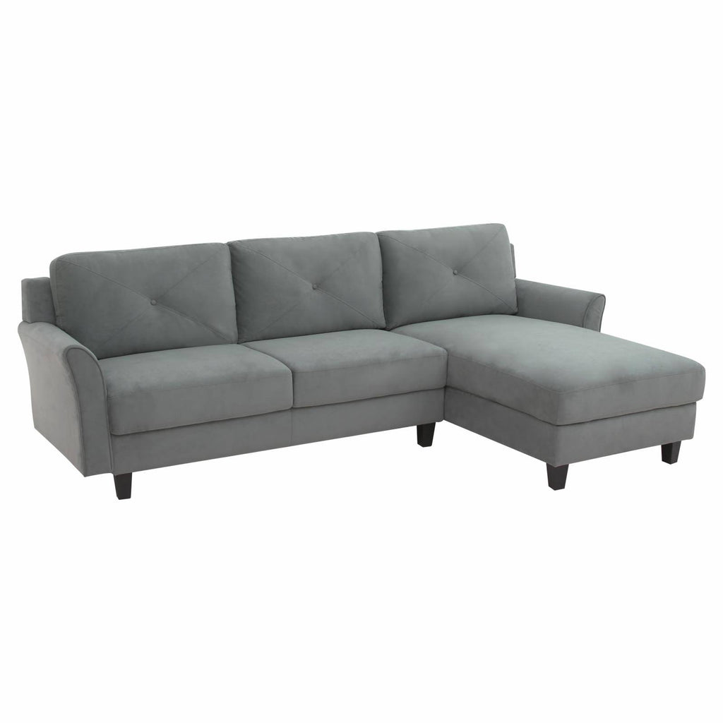 Dark Gray Fabric Sectional Sofa with Curved Arms G73787