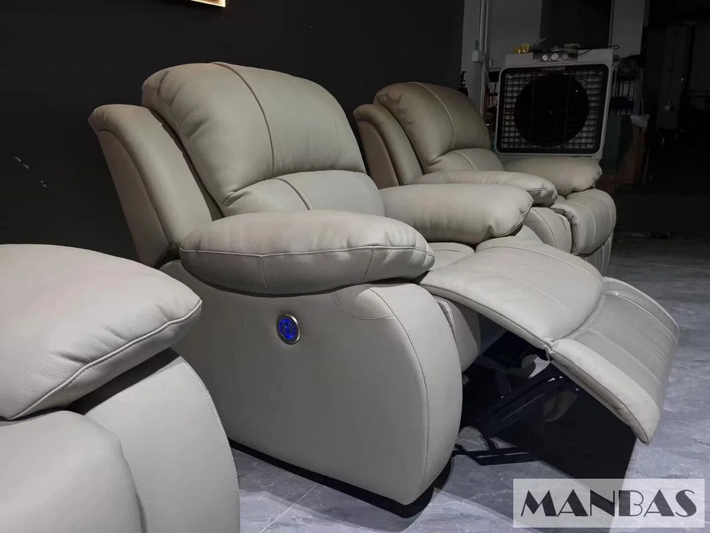 Manual Electric Recliner Sofa Genuine Leather Couch R6615