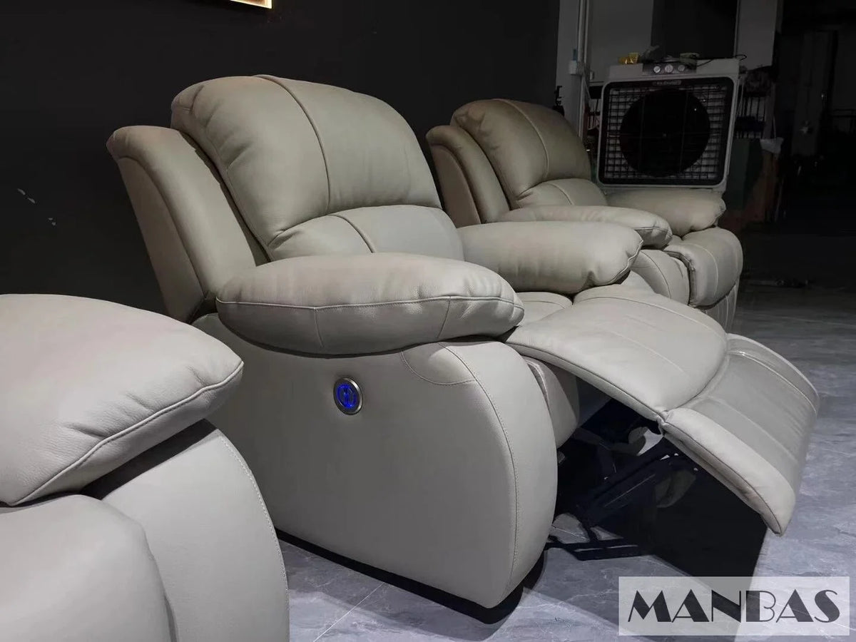 Manual Electric Recliner Sofa Genuine Leather Couch R6615