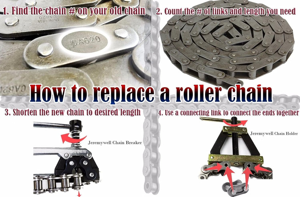 Stainless Steel Roller Chain 50 Feet with 5 Connecting Links L468622