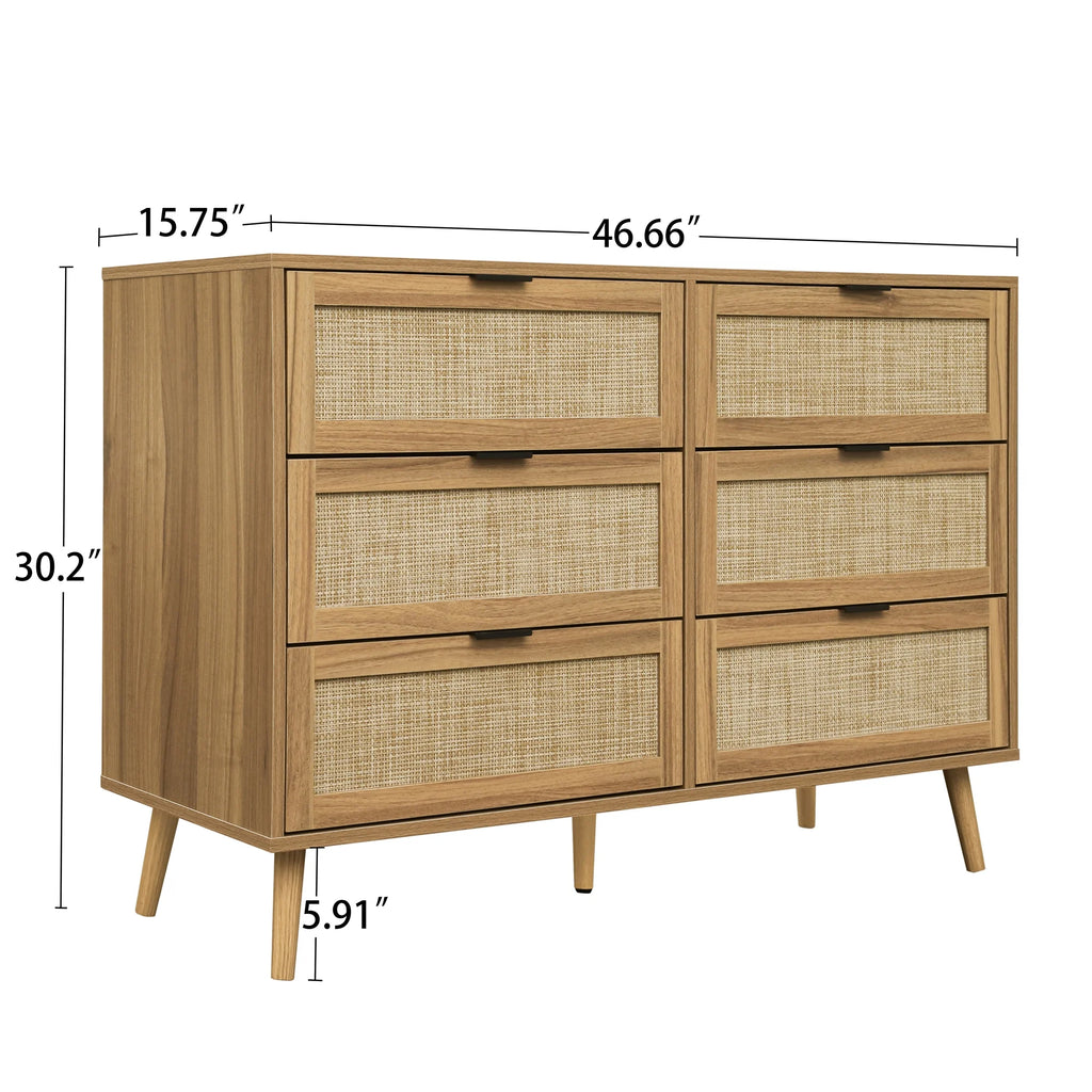 Modern Rattan 6 Drawer Dresser S49455
