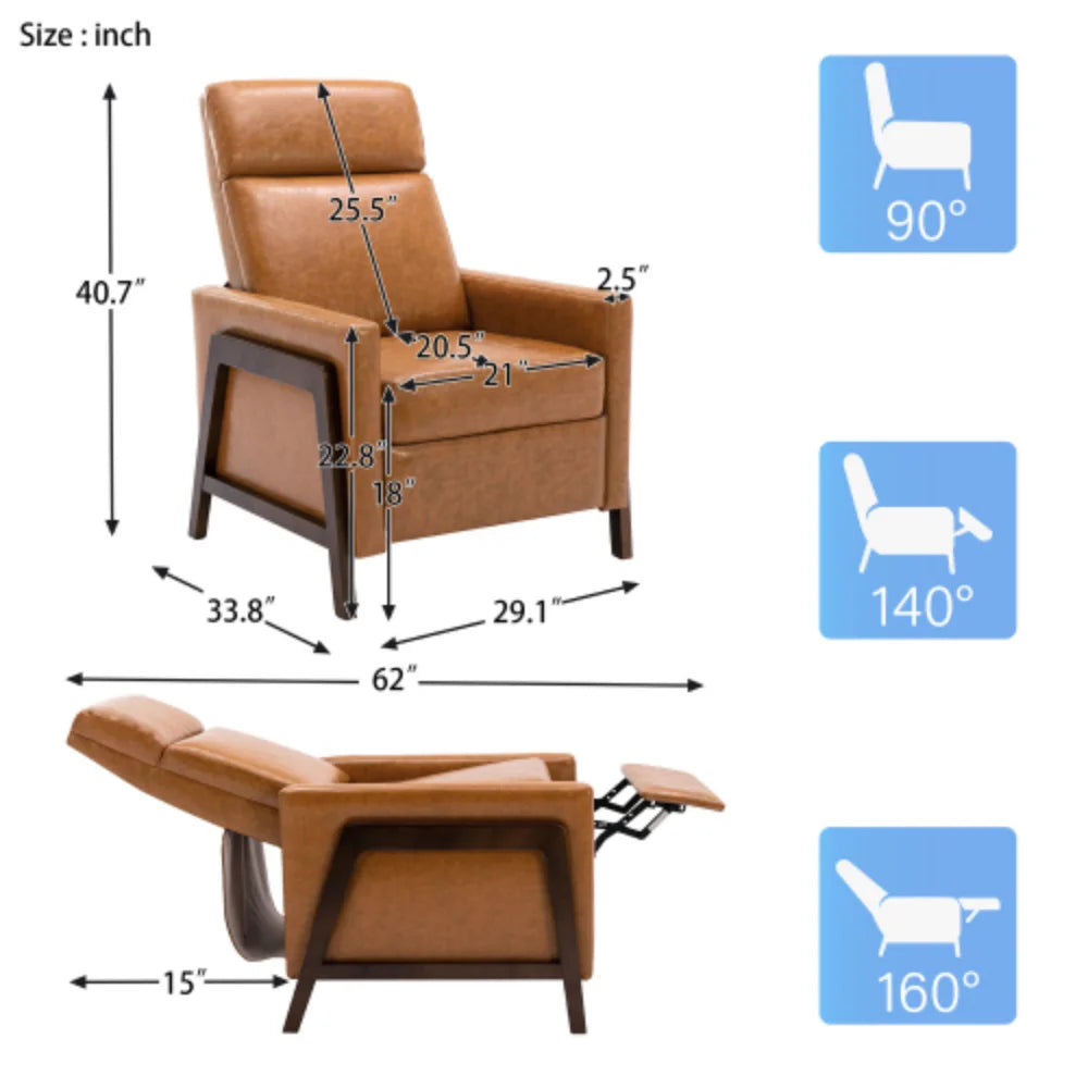 Brown PU Leather Recliner Chair F6870