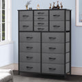16 Drawer Fabric Dresser with Metal Frame and Wooden Top I7478
