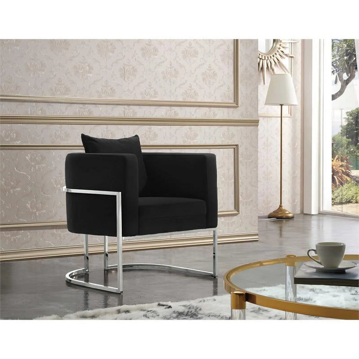 Black Velvet Accent Chair C93736