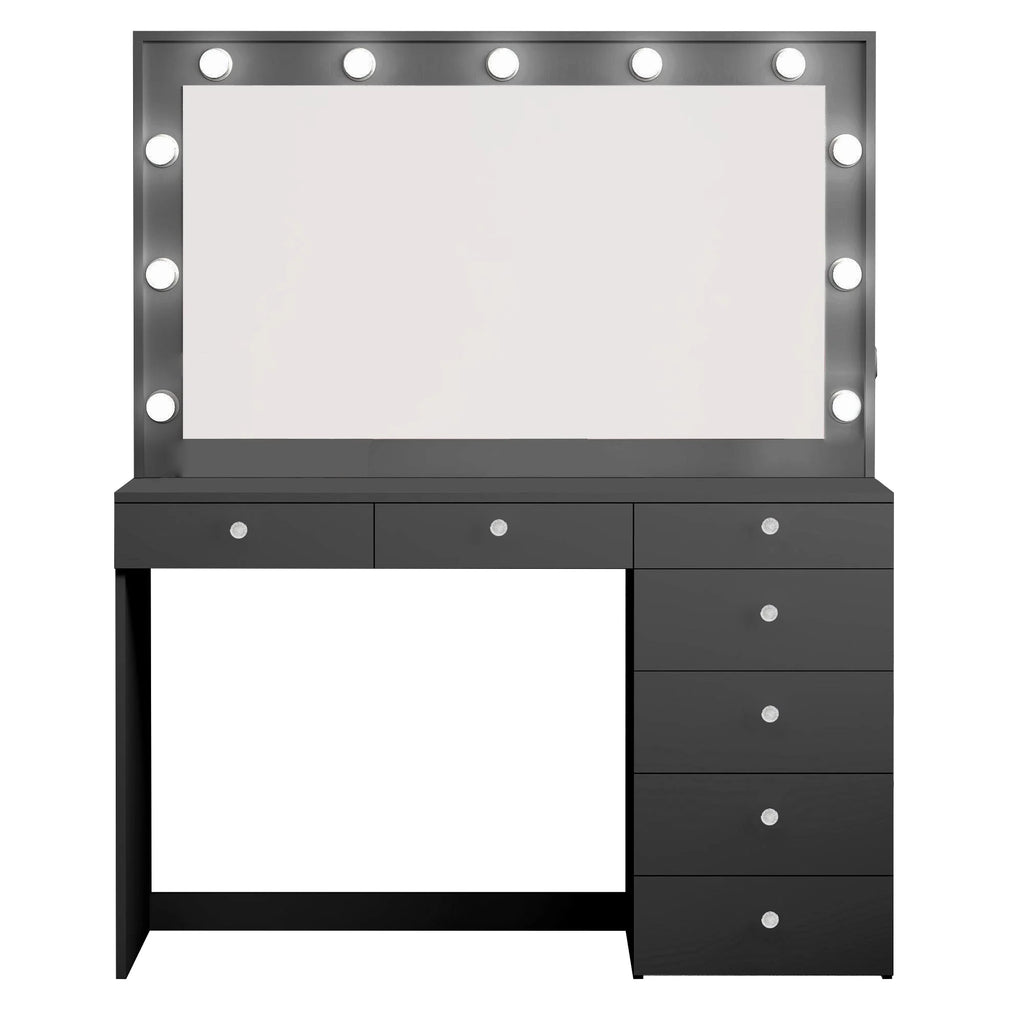Black Makeup Vanity Table with Crystal Knobs L45155
