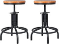 Black Wooden Top Adjustable Height Bar Stool Set of 2 F768075