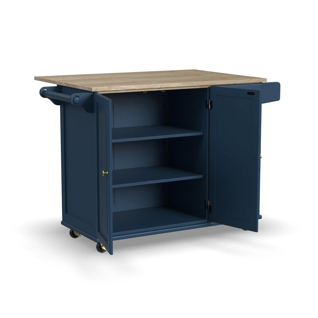 Blue Engineered Wood Kitchen Cart B368242