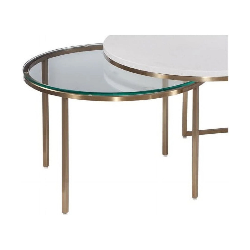 Gold Metal and White Terrazzo Nesting Cocktail Table Y7923