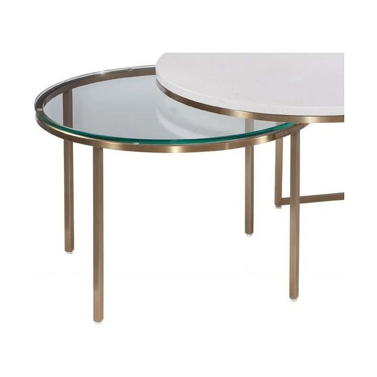 Gold Metal and White Terrazzo Nesting Cocktail Table Y7923