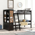 White Twin Over Twin Bunk Bed with Bookcase and 2 Drawers G8698